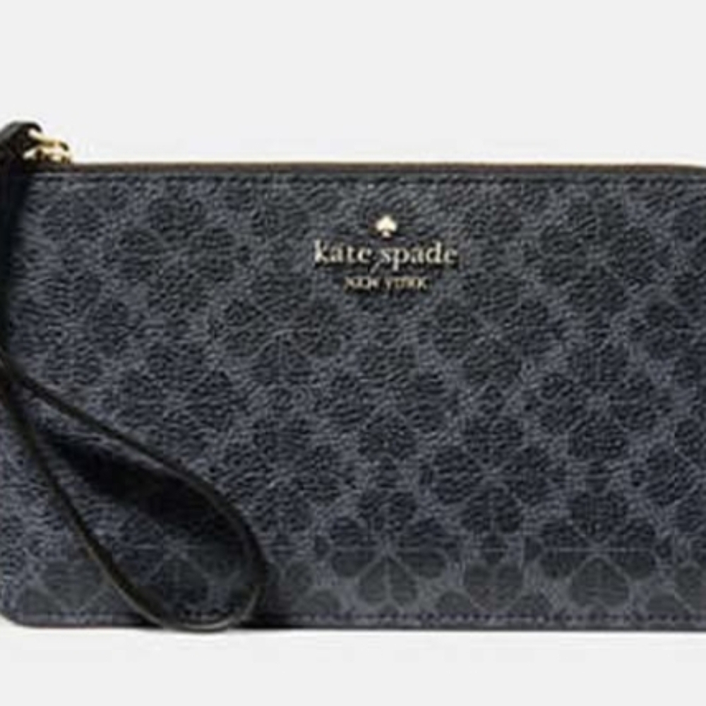 Kate Spade Black Patterned Wristlet Clutch
